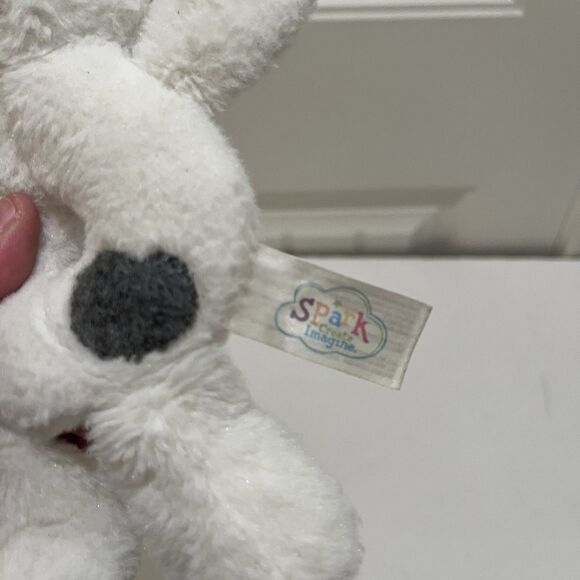 Spark Create Imagine Soft Plush Cow Rattle Gray & White Smiley Happy Face 8" - Picture 8 of 8